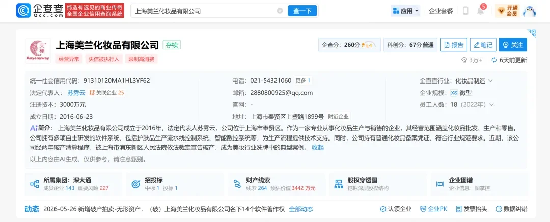 Corporate bankruptcy filings on Qichacha